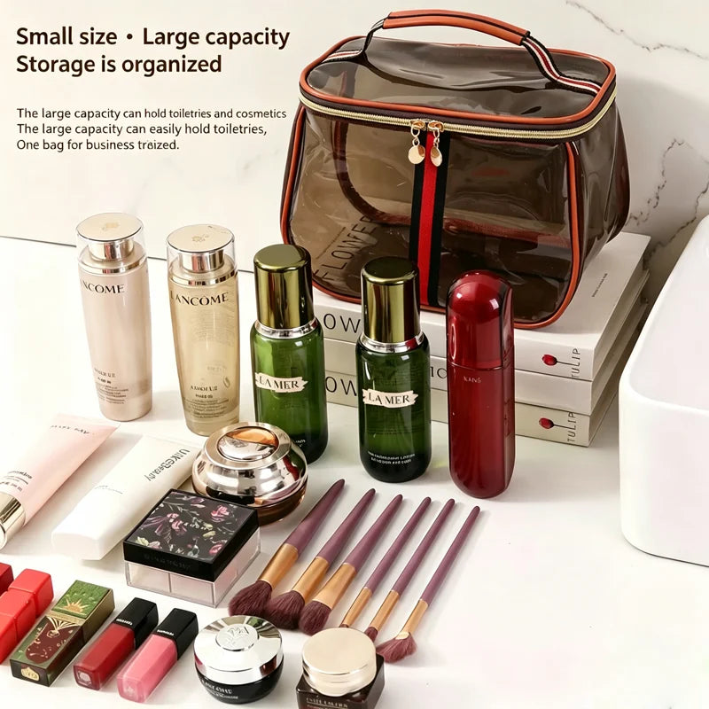 Portable Toiletry Bag Luxury Sensation Handheld Cosmetic Bag Transparent Large Capacity Waterproof PVC Makeup Bag